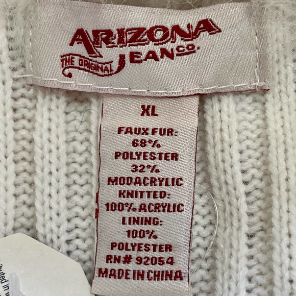 Arizona Jeans Co. Cream Faux Fur/Rib Knit Vest Size XL NWT - Picture 7 of 9